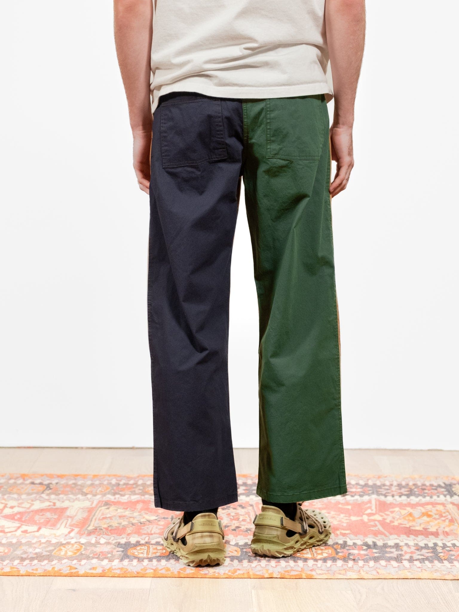 Wide Tuck Pants - Olive Mix