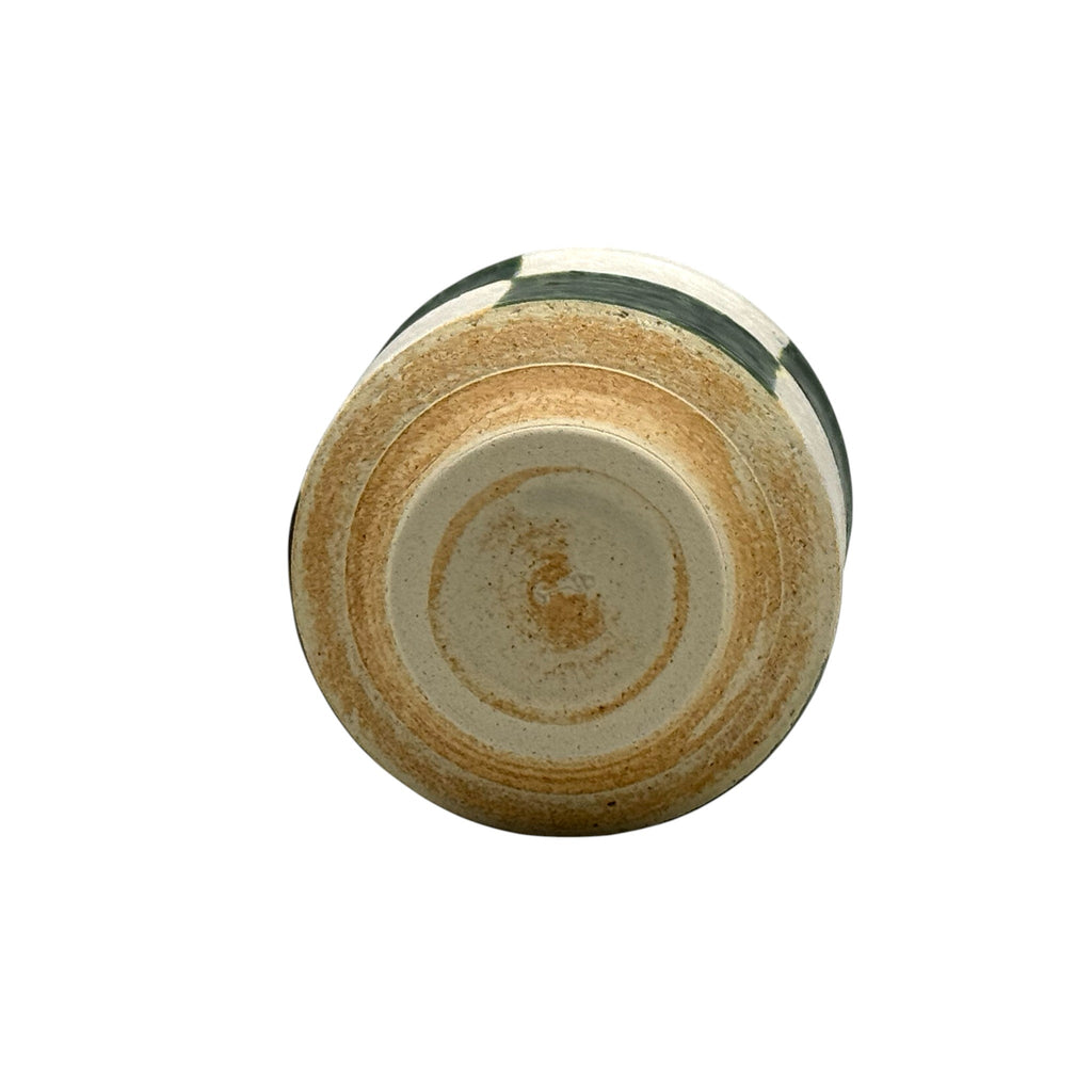 Oribe Kiritate Green Oribe-yaki Yunomi - Japanese Teacup