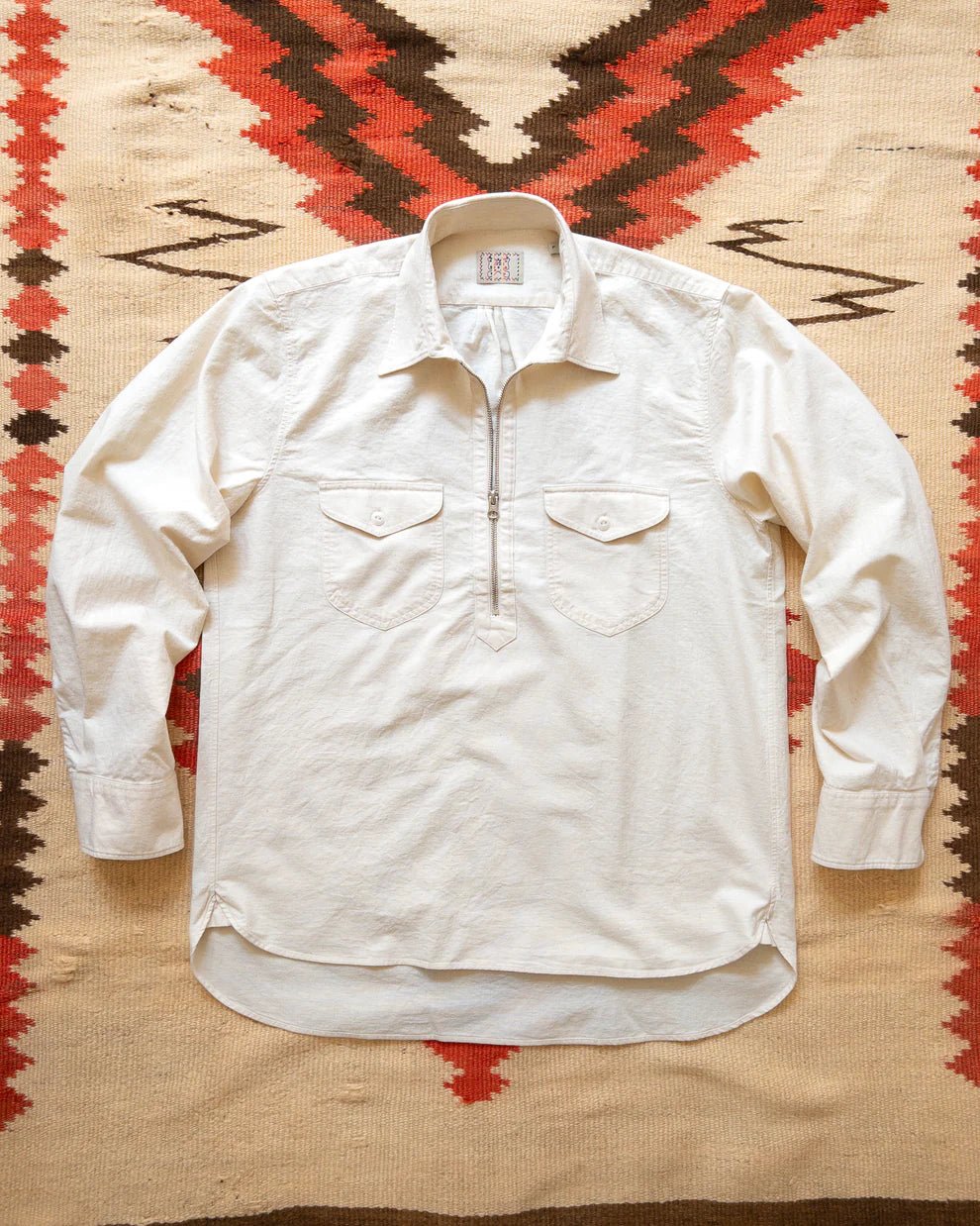 Aertex Half Zip Shirt - Unbleached