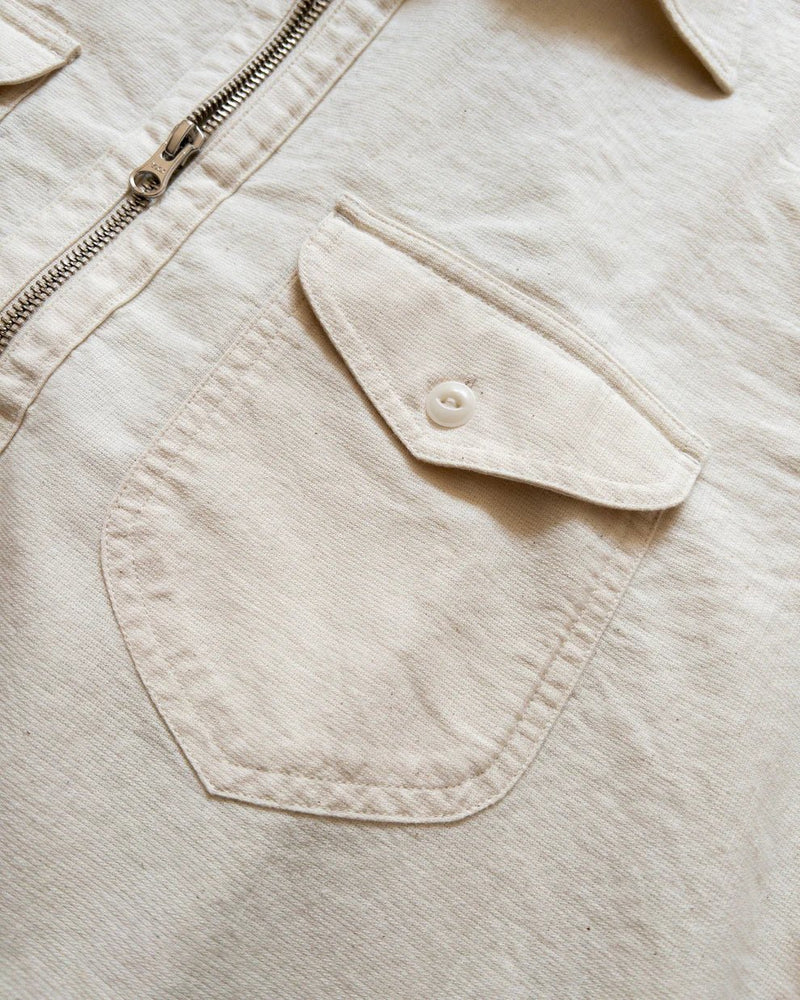Aertex Half Zip Shirt - Unbleached - Lazy Sun