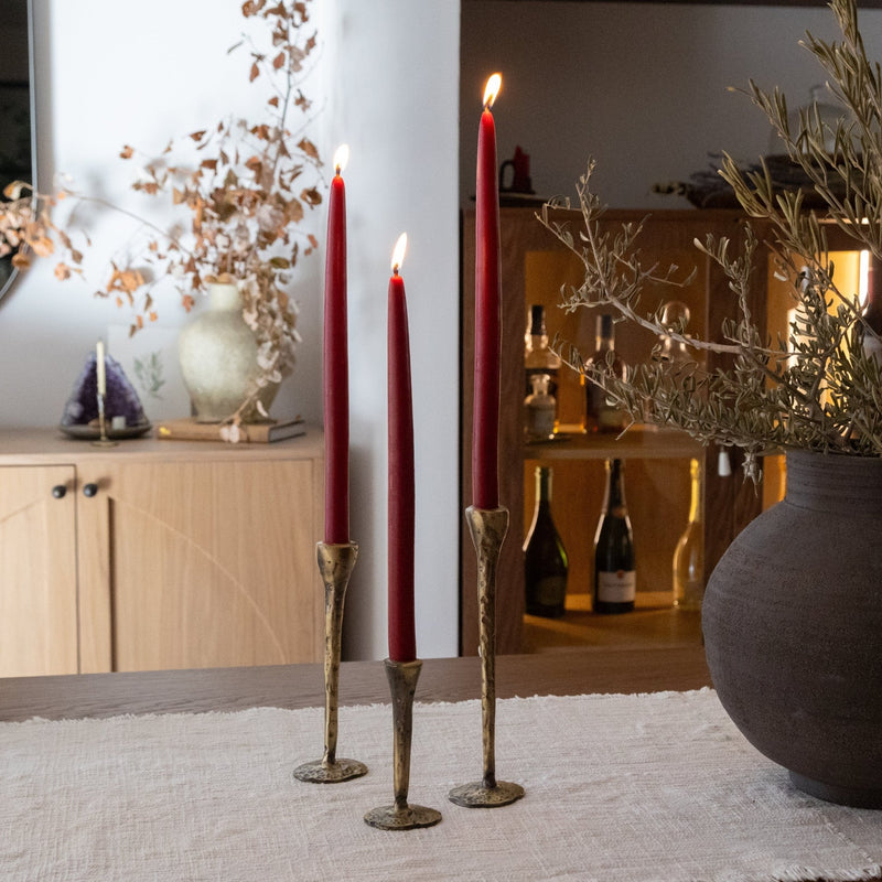 Antique Brass Large Candlesticks - Set of 3 - Lazy Sun