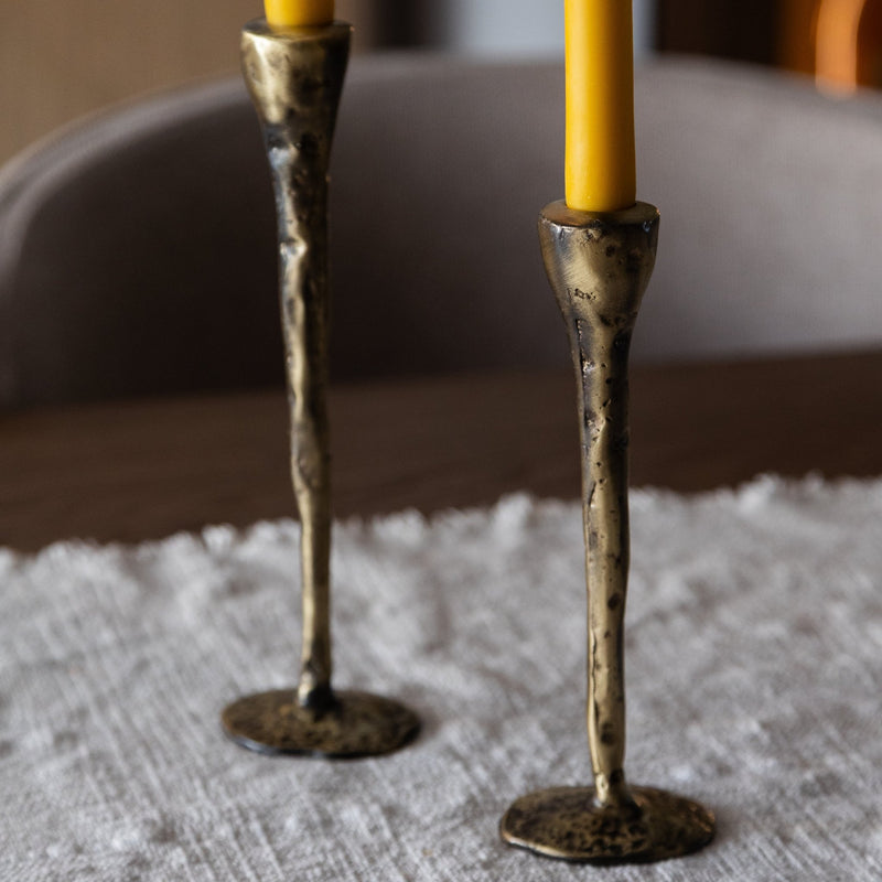 Antique Brass Large Candlesticks - Set of 3 - Lazy Sun
