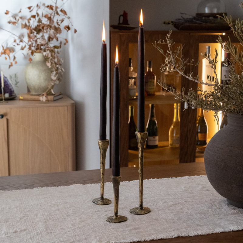 Antique Brass Large Candlesticks - Set of 3 - Lazy Sun