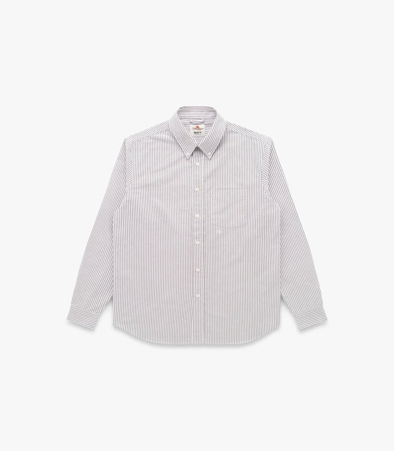 "Beefy" Cotton Oxford - Brown Stripe - Lazy Sun