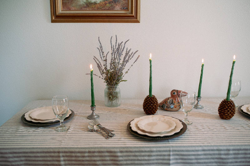 Beeswax Asparagus Candle Taper Pair (2) - Lazy Sun