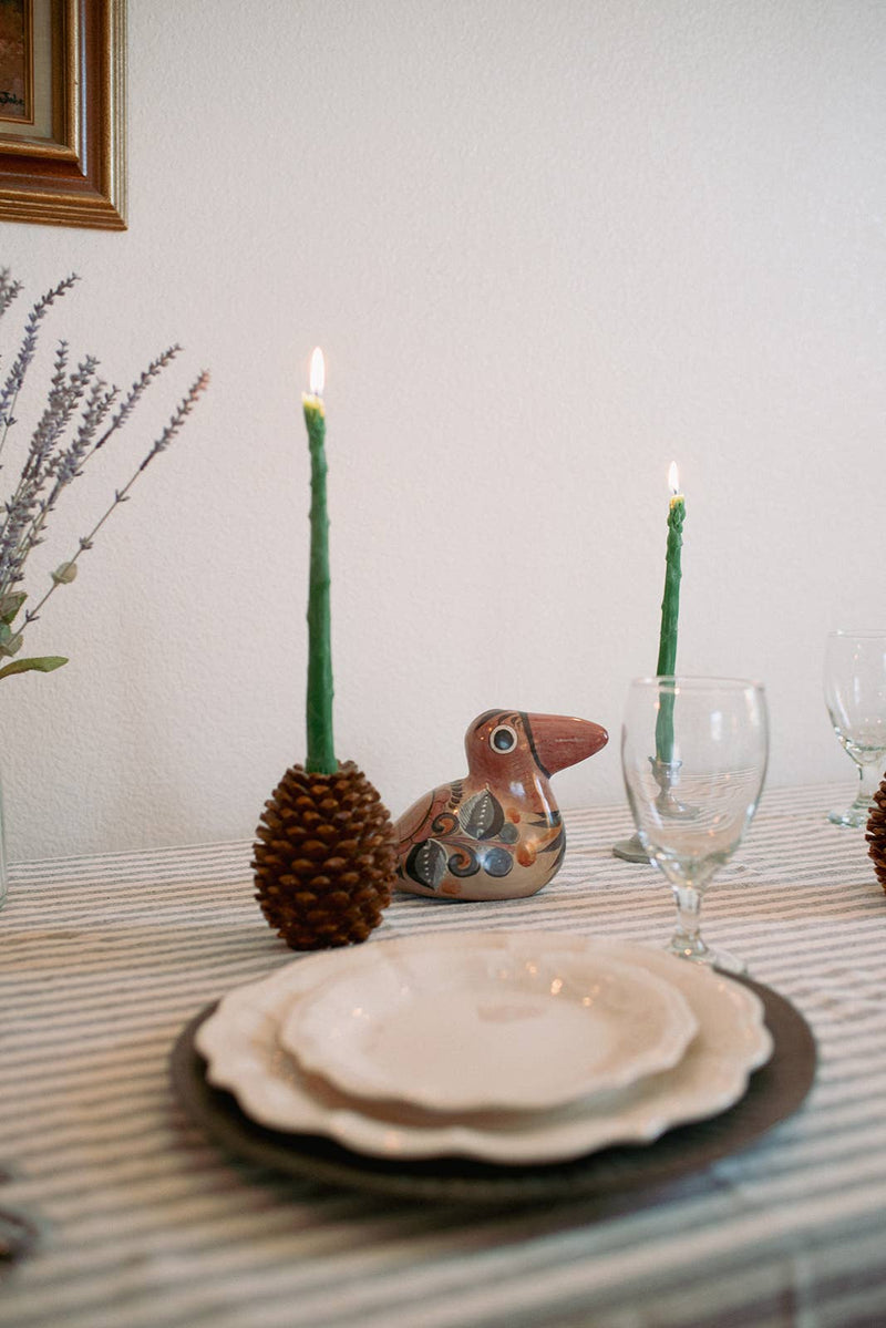 Beeswax Asparagus Candle Taper Pair (2) - Lazy Sun