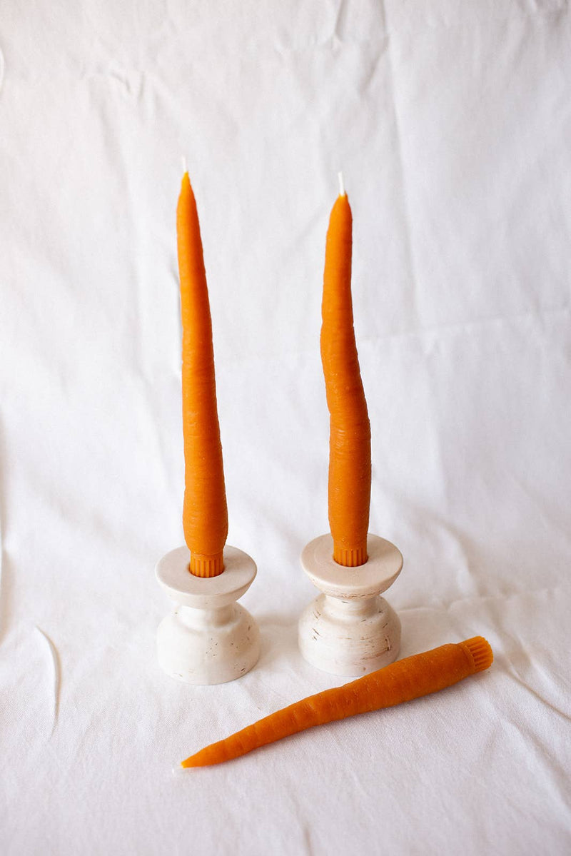 BEESWAX CARROT TAPER CANDLE PAIR - 2 - Lazy Sun