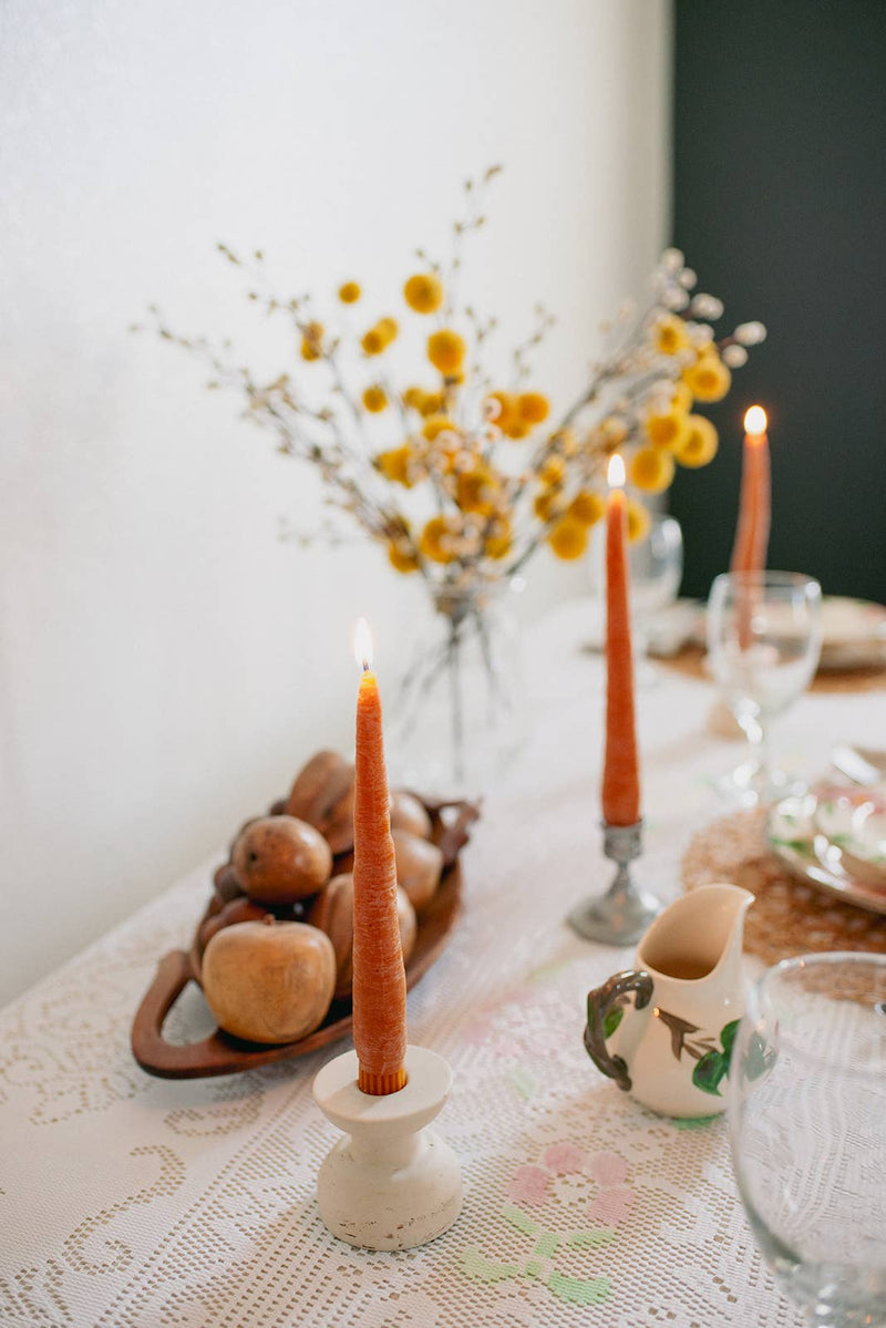 BEESWAX CARROT TAPER CANDLE PAIR - 2 - Lazy Sun