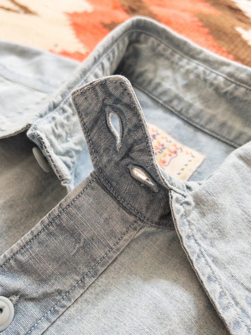 Chambray Workshirt - Washed and Sunfaded Indigo - Lazy Sun