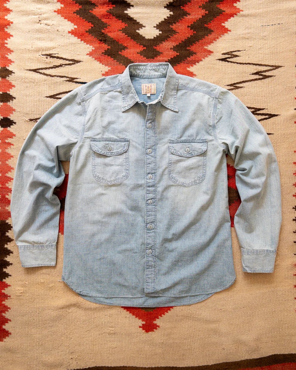 Chambray Workshirt - Washed and Sunfaded Indigo