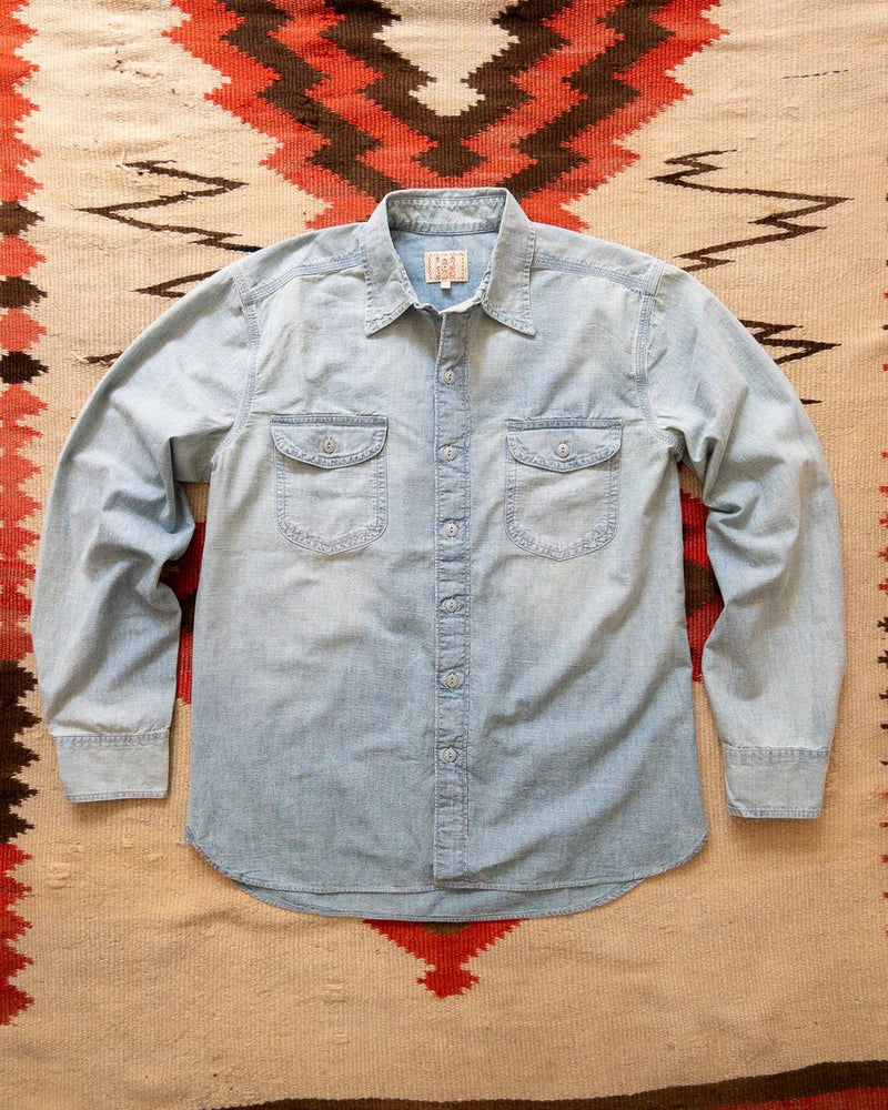 Chambray Workshirt - Washed and Sunfaded Indigo - Lazy Sun