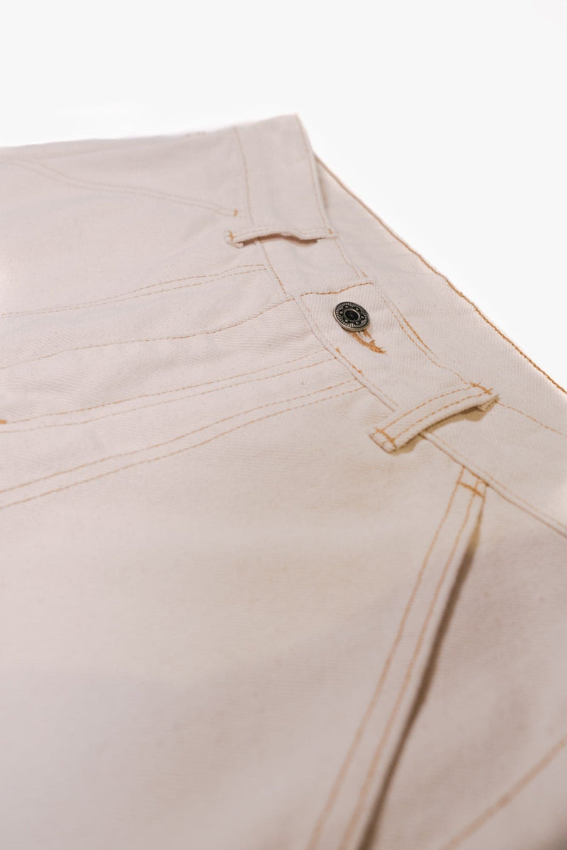 Cotton Cp Wide Denim Pants - Natural - Lazy Sun