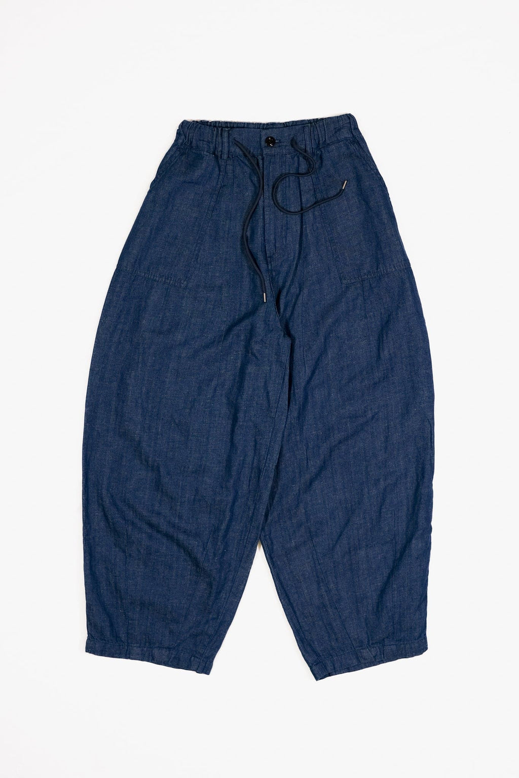 Cotton Denim Balloon Pants - Blue