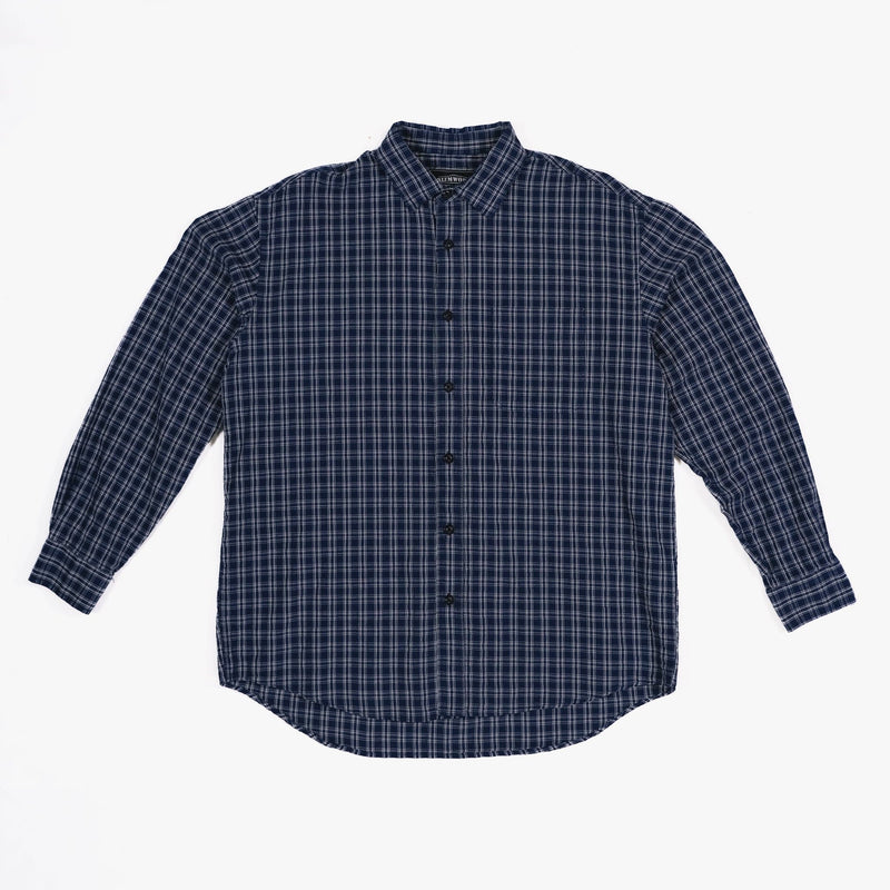 Cotton Seersucker Checked Shirt - Blue South - Lazy Sun