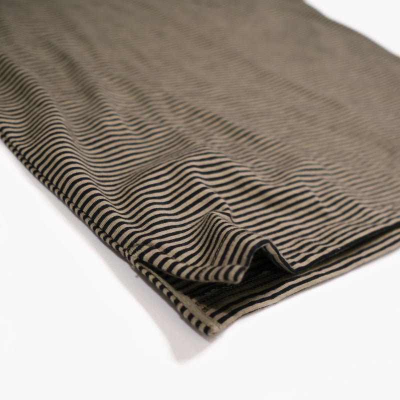 Cotton Thin Stripe Half Tee - Olive - Lazy Sun
