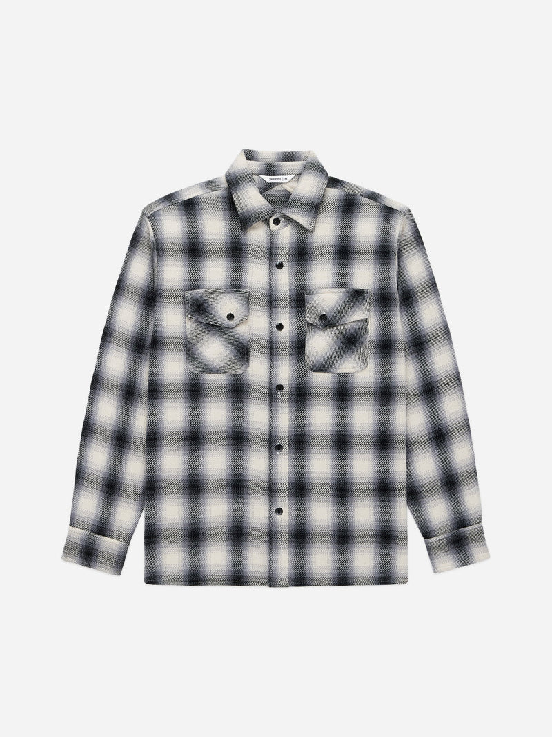 Crosscut Flannel - Cream/Black Plaid - Lazy Sun