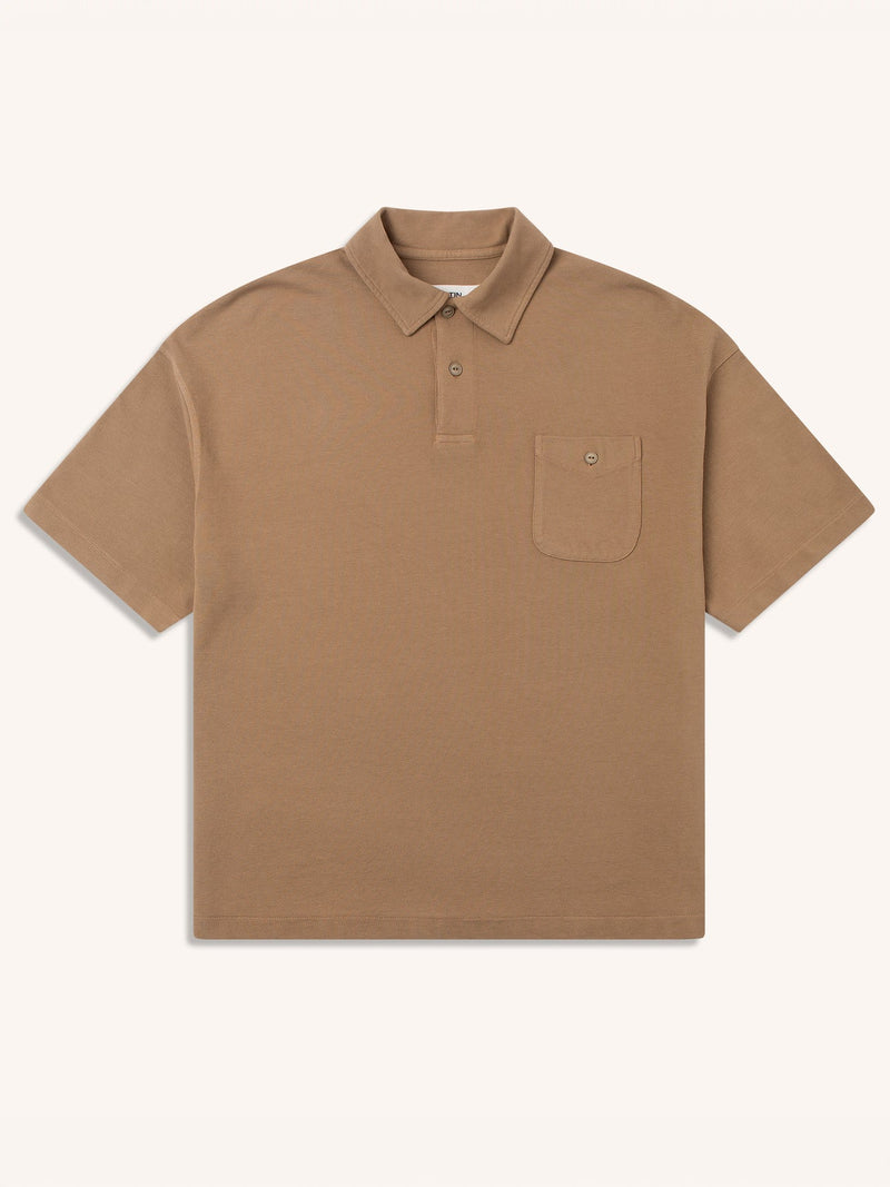Dunn Oversized Polo - Tan Pique - Lazy Sun