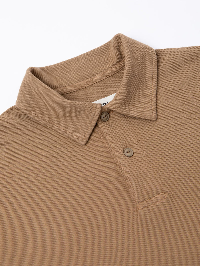 Dunn Oversized Polo - Tan Pique - Lazy Sun