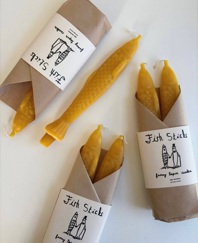Fish Sticks-Handmade Fancy Beeswax Fish Shaped Taper Candles - Lazy Sun