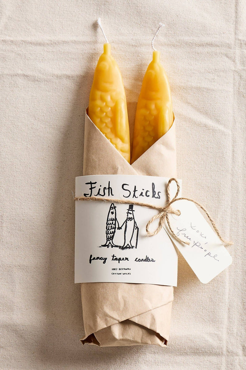 Fish Sticks-Handmade Fancy Beeswax Fish Shaped Taper Candles - Lazy Sun