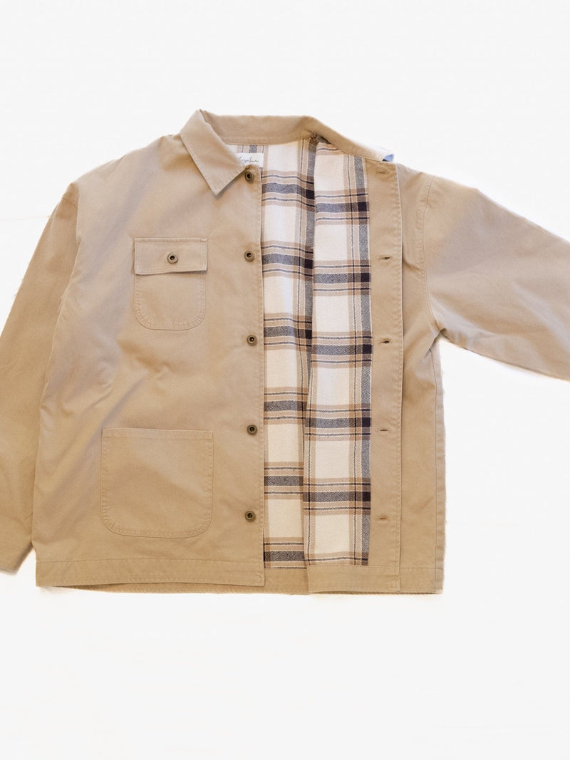 Flannel Lined Chore Coat - Washed Khaki - Lazy Sun