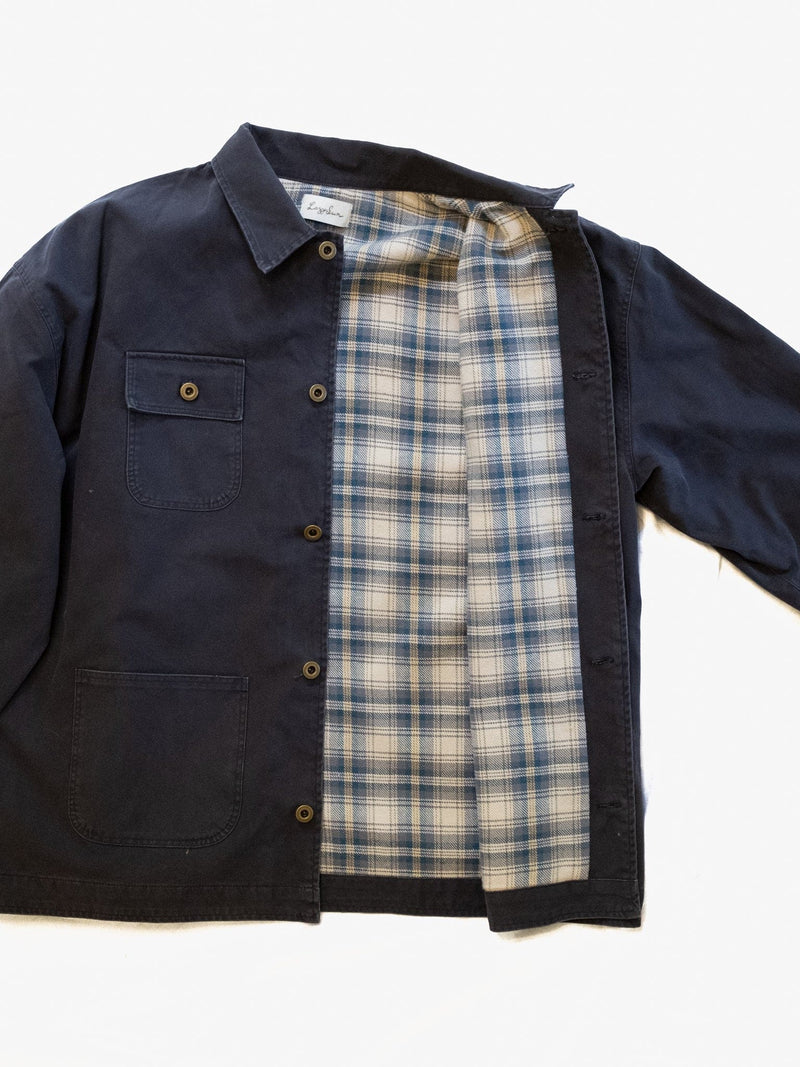 Flannel Lined Chore Coat - Washed Navy - Lazy Sun