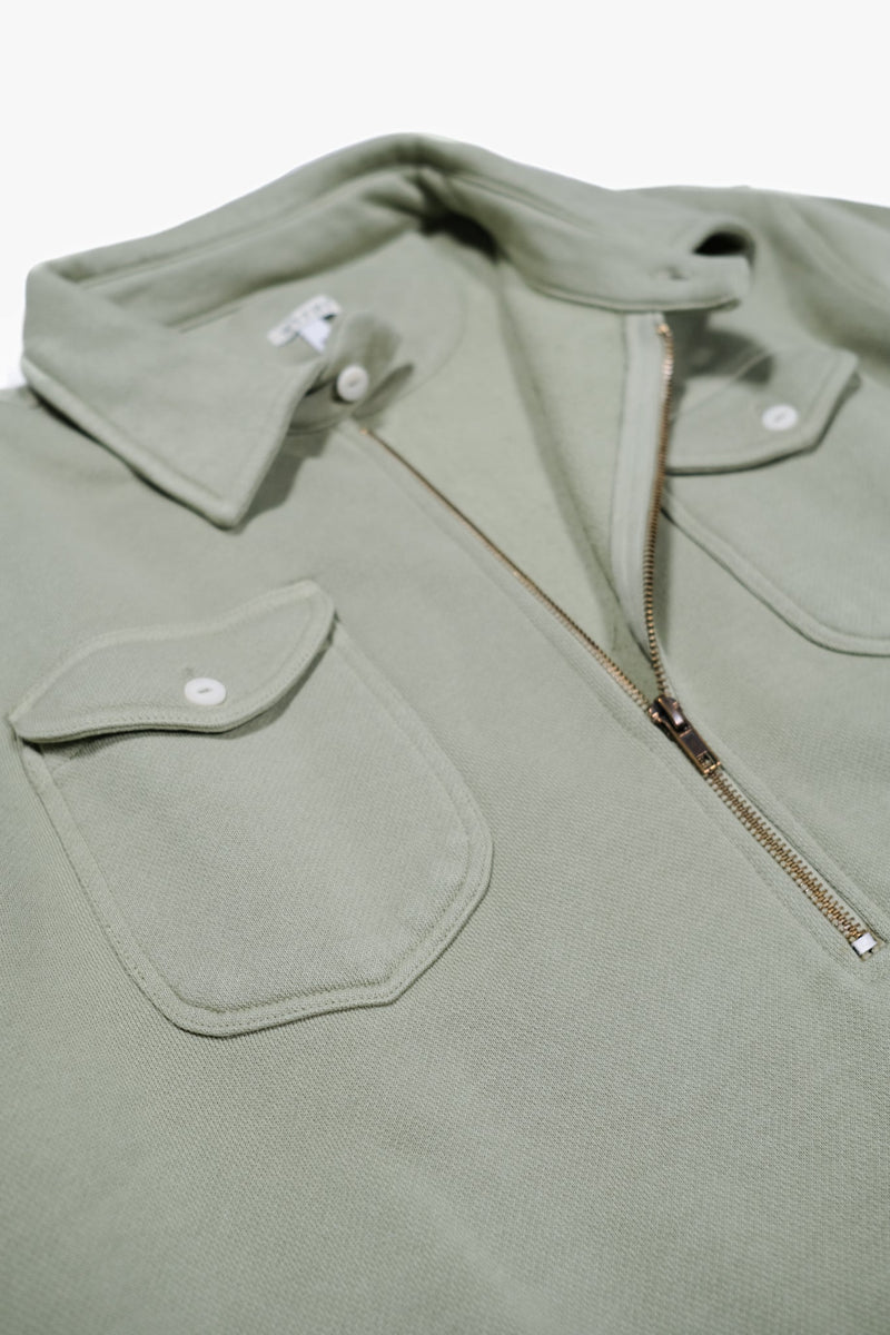 Half - Zip Collared Sweatshirt - Faded Olive - Lazy Sun