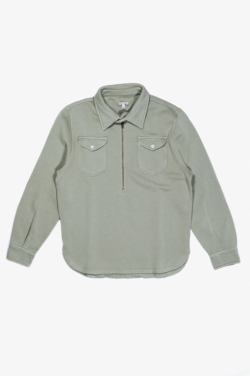 Half - Zip Collared Sweatshirt - Faded Olive - Lazy Sun