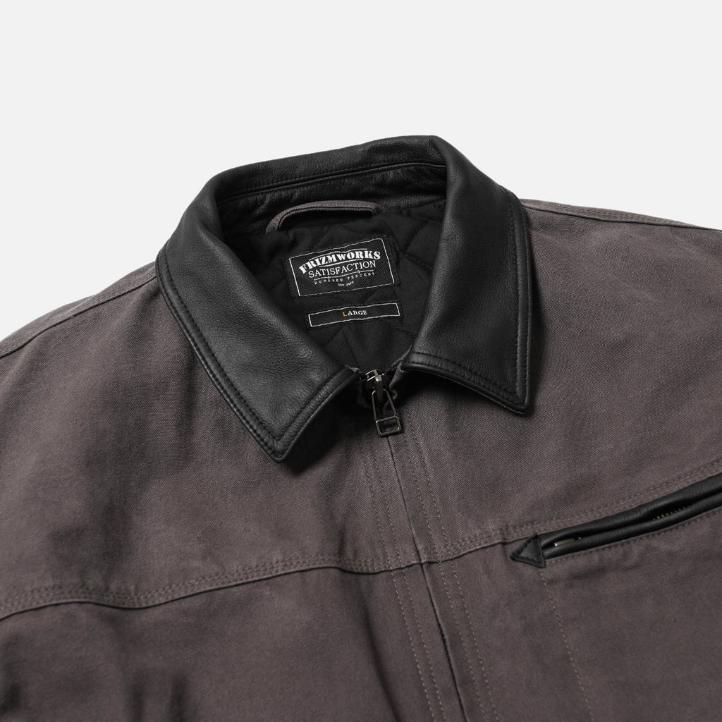 Heavy Canvas Destroyed Work Jacket - Mud