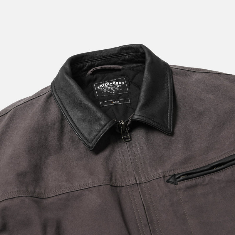 Heavy Canvas Destroyed Work Jacket - Mud - Lazy Sun