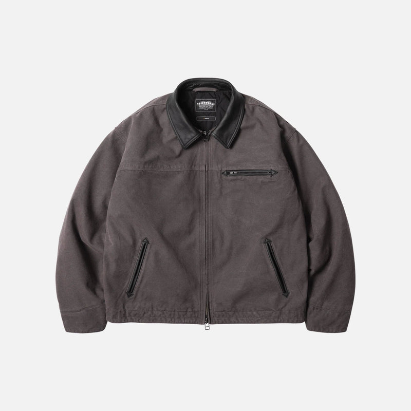 Heavy Canvas Destroyed Work Jacket - Mud - Lazy Sun