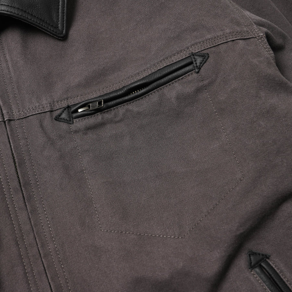 Heavy Canvas Destroyed Work Jacket - Mud