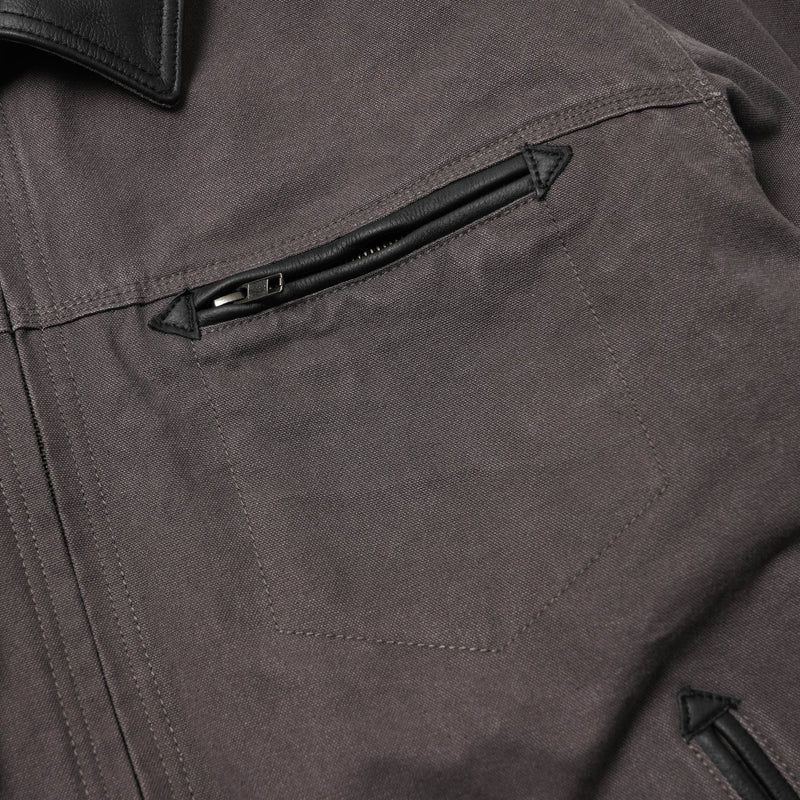 Heavy Canvas Destroyed Work Jacket - Mud - Lazy Sun