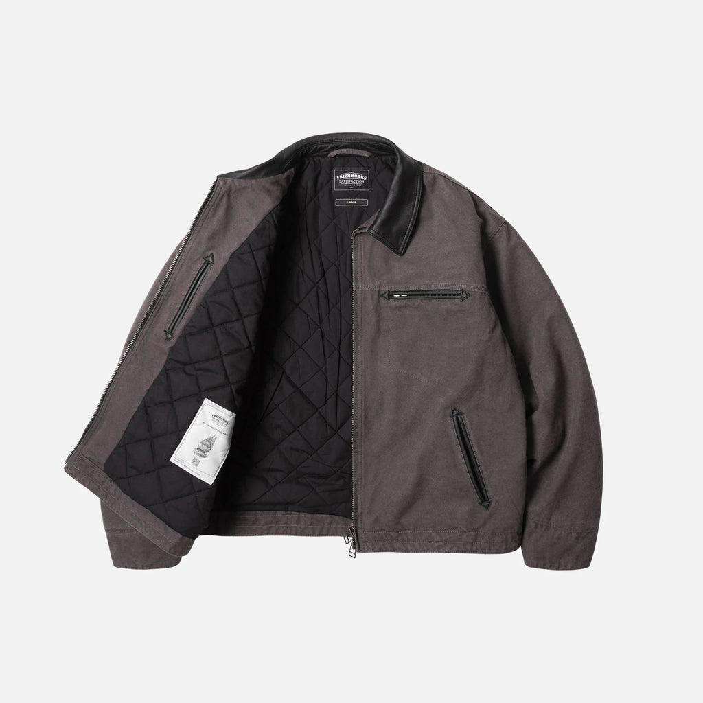 Heavy Canvas Destroyed Work Jacket - Mud