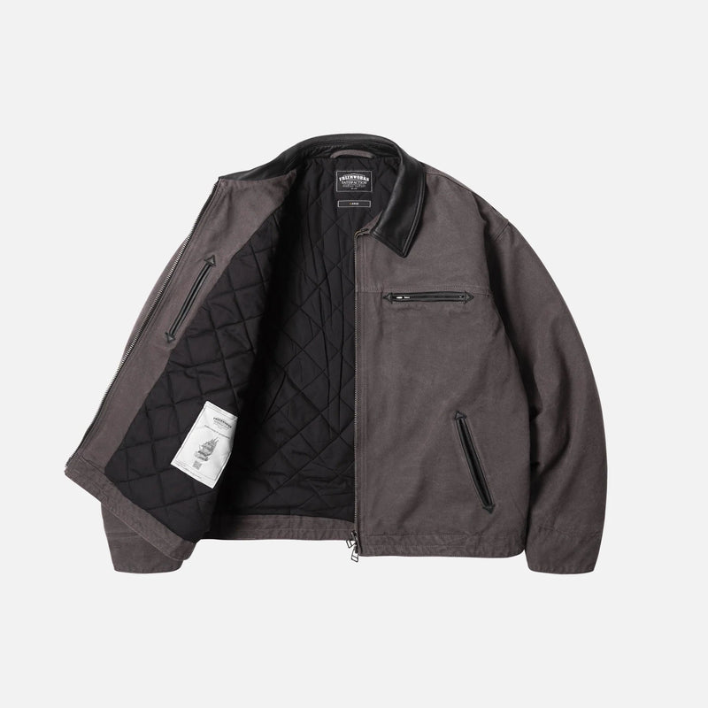 Heavy Canvas Destroyed Work Jacket - Mud - Lazy Sun
