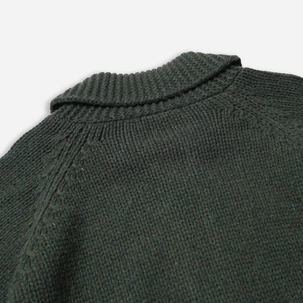 Heavy Cowichan Zip-Up Cardigan - Forest Green