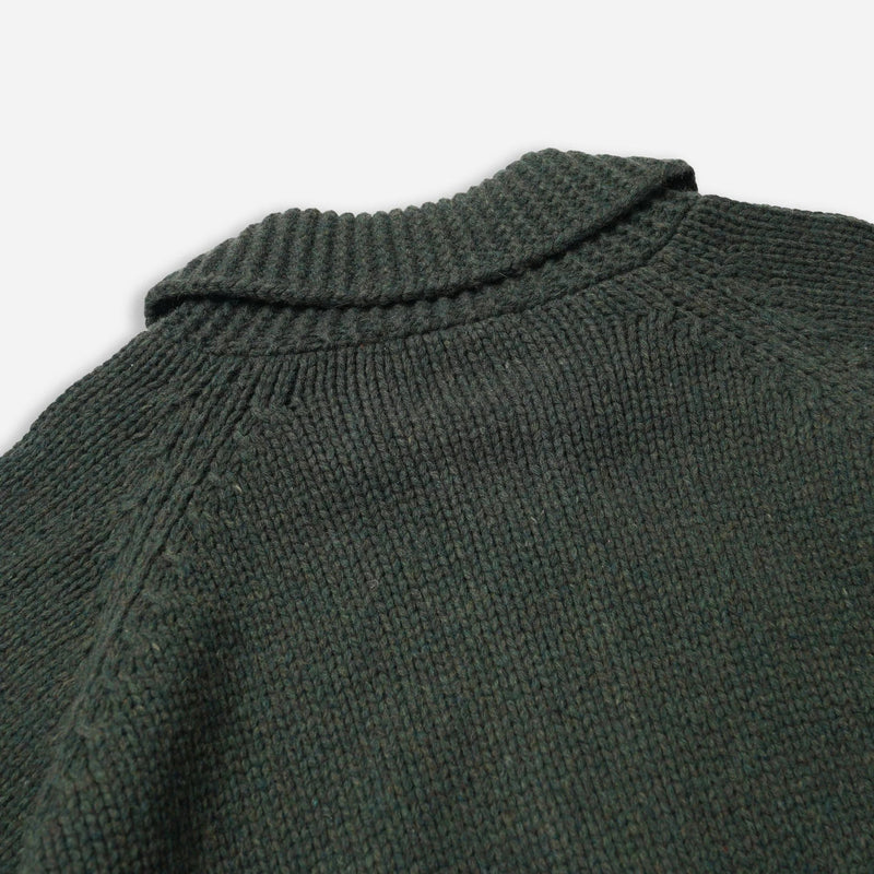 Heavy Cowichan Zip-Up Cardigan - Forest Green - Lazy Sun