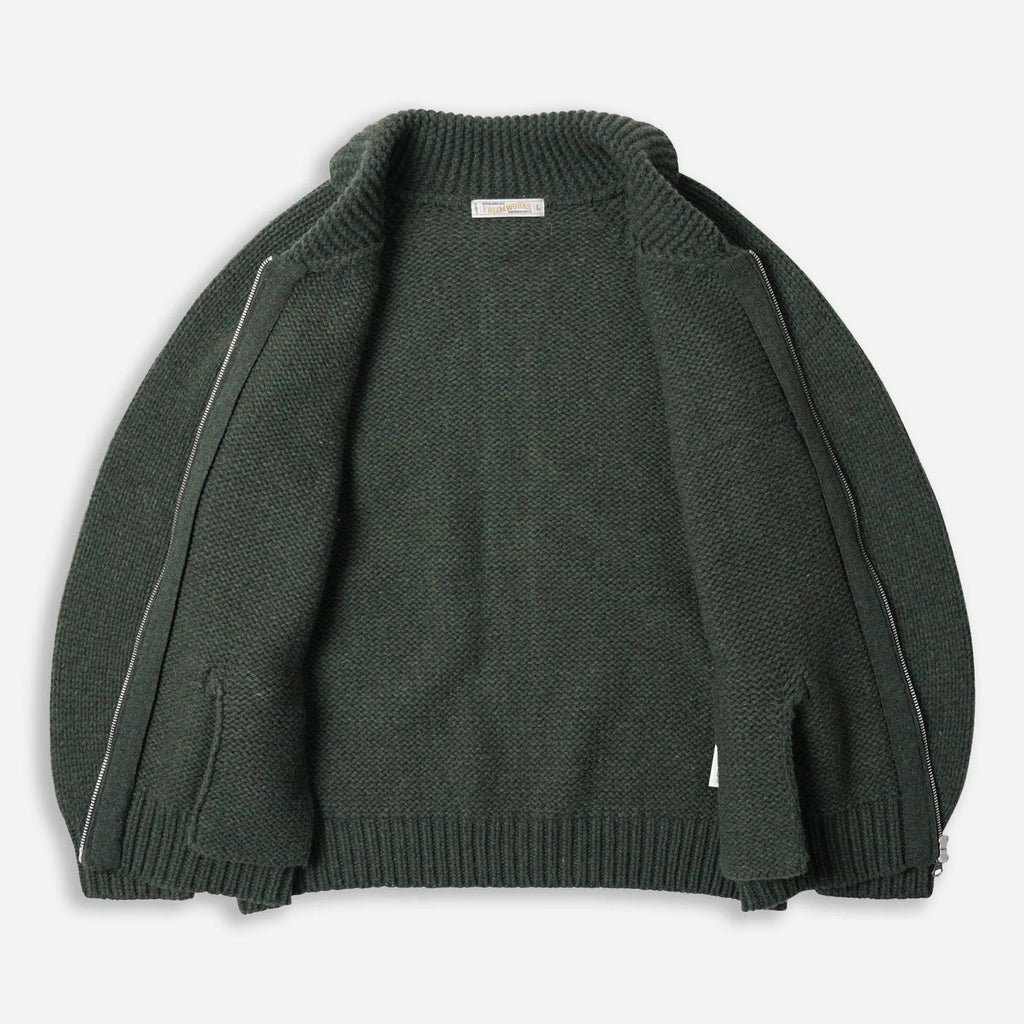 Heavy Cowichan Zip-Up Cardigan - Forest Green