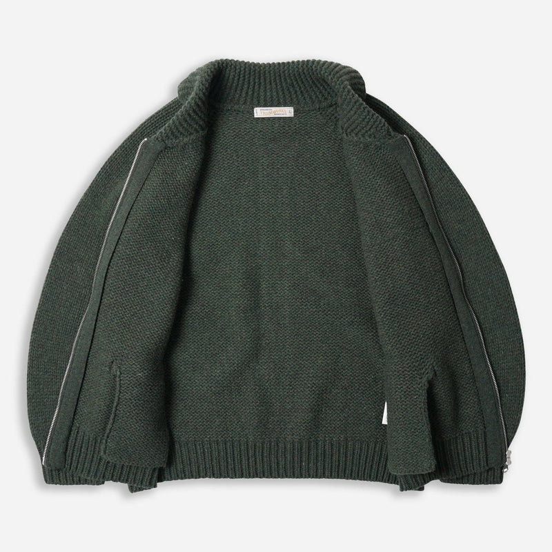 Heavy Cowichan Zip-Up Cardigan - Forest Green - Lazy Sun