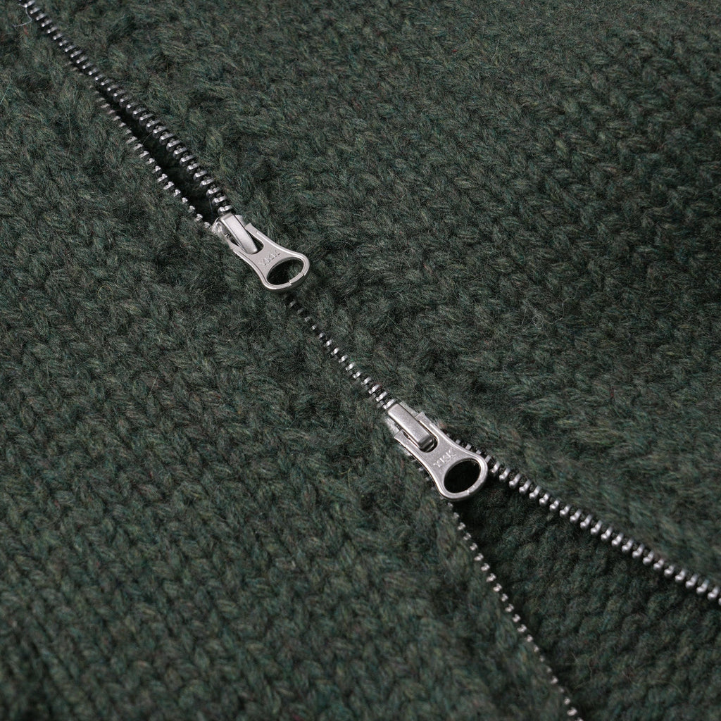 Heavy Cowichan Zip-Up Cardigan - Forest Green