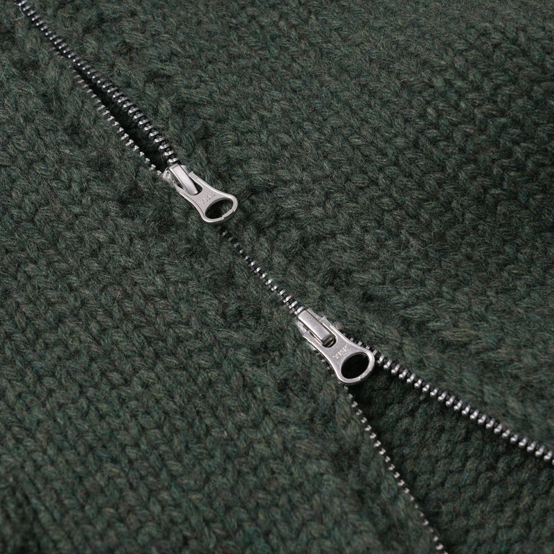 Heavy Cowichan Zip-Up Cardigan - Forest Green - Lazy Sun