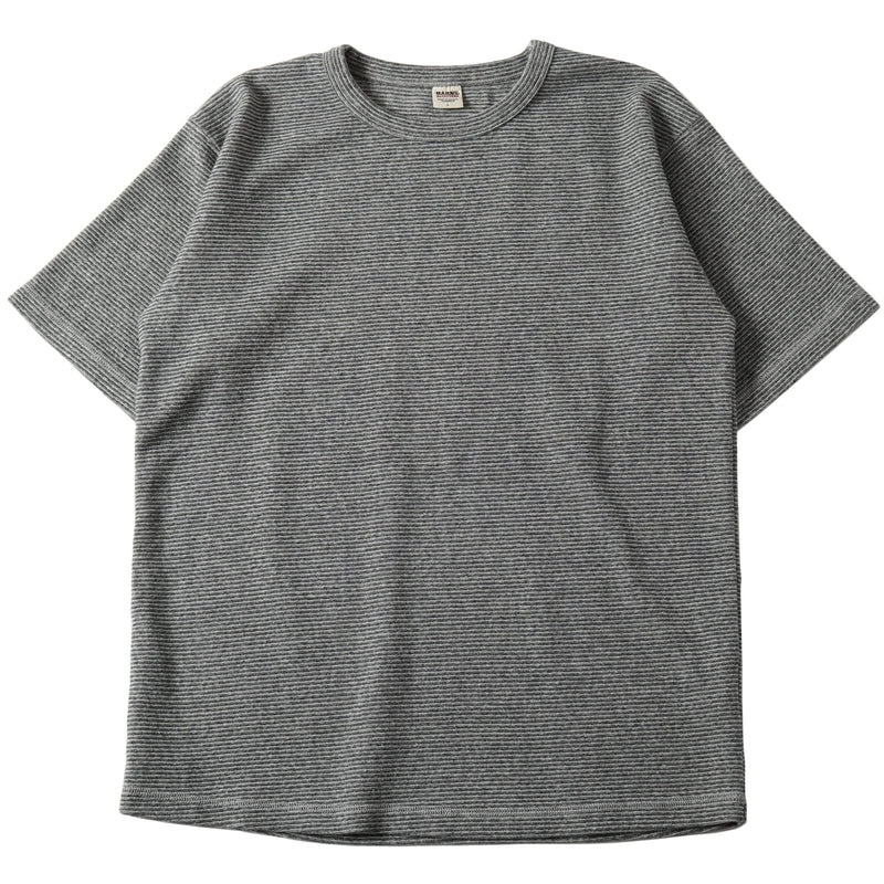 Heavy Knit Short Sleeve Tee - Charcoal Stripe - Lazy Sun