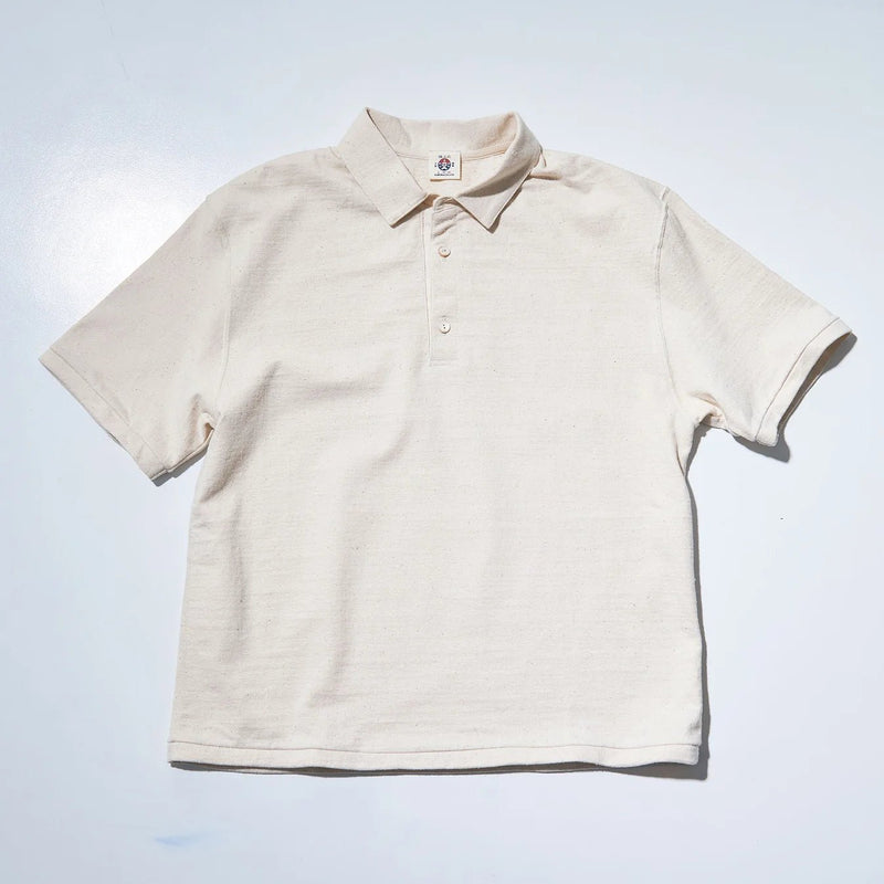 Japanese Cotton Heavyweight Polo Shirt - Natural - Lazy Sun