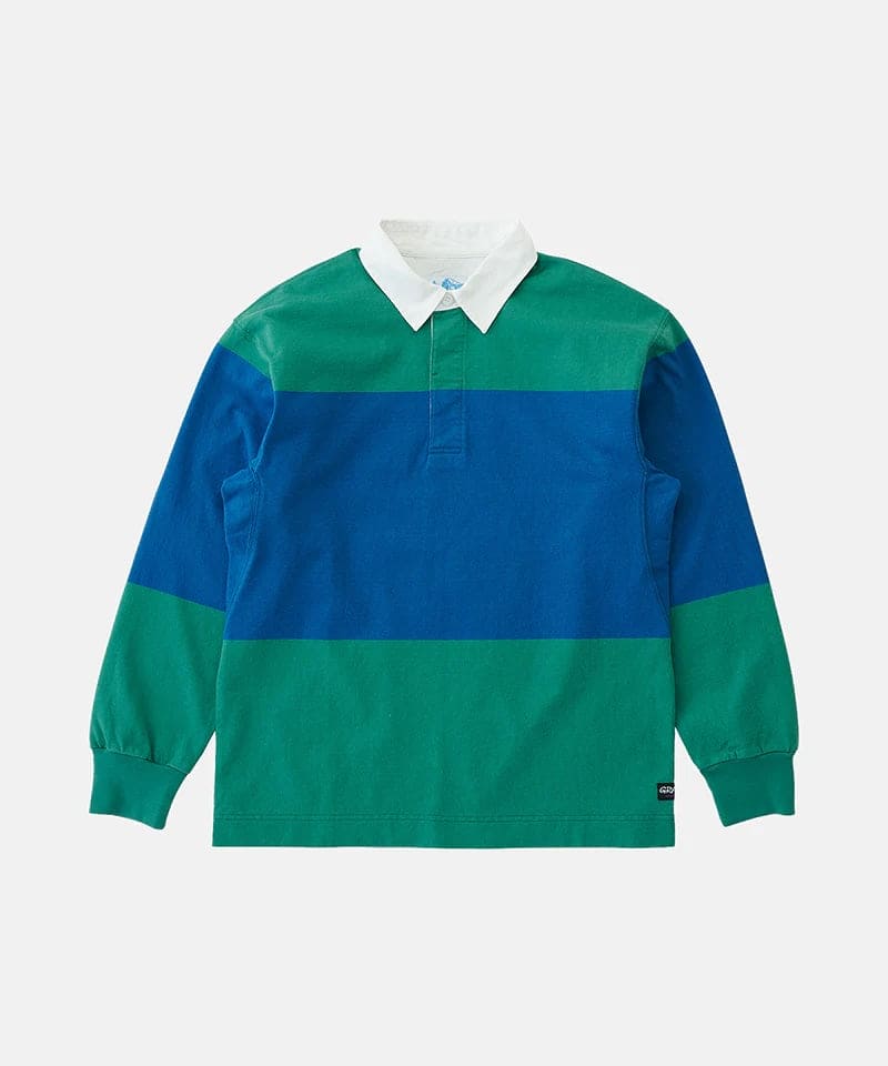 Langdon Rugby Shirt - Cerulean / Emerald - Lazy Sun