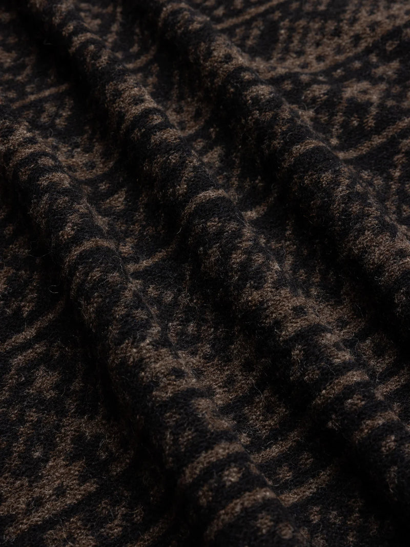 Neist Cardigan - Peat/Black Wool Fairisle