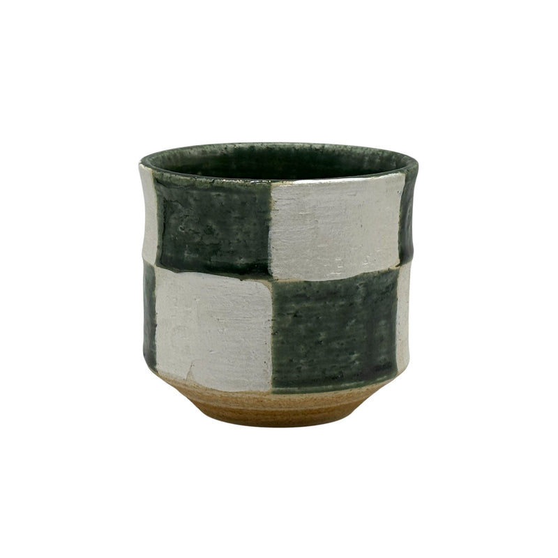 Oribe Kiritate Green Oribe-yaki Yunomi - Japanese Teacup - Lazy Sun