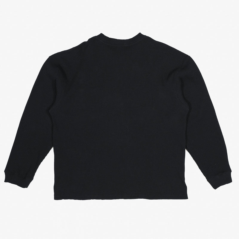 Oversized Waffle Pocket Tee 002 - Black - Lazy Sun