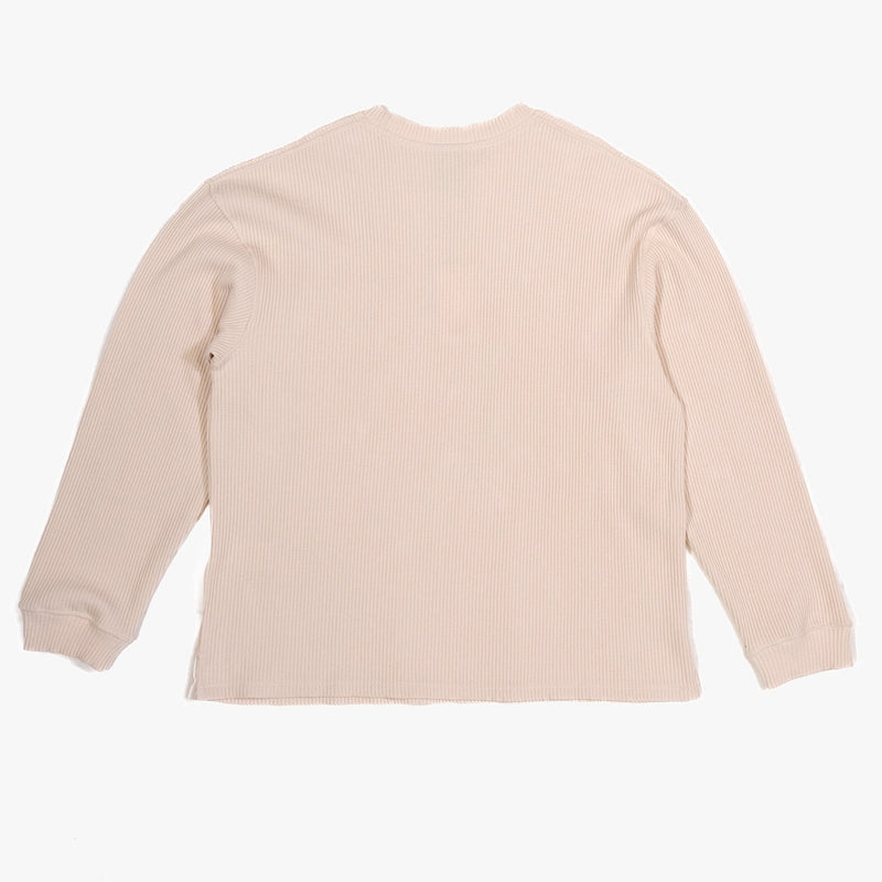 Oversized Waffle Pocket Tee 002 - Cream - Lazy Sun