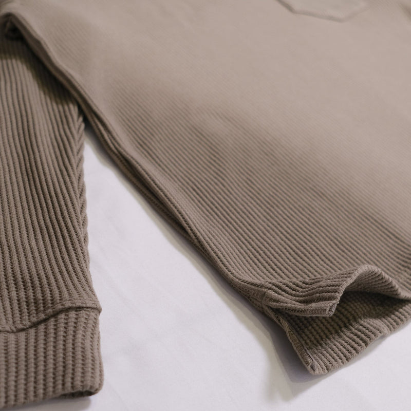 Oversized Waffle Pocket Tee 002 - Light Olive - Lazy Sun