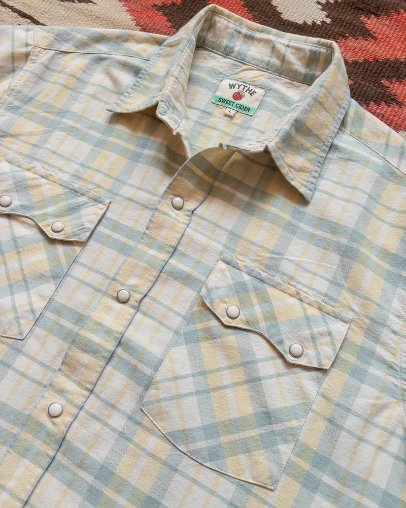 Oxford Cloth Pearlsnap Shirt - Sage and Sunflower Plaid - Lazy Sun